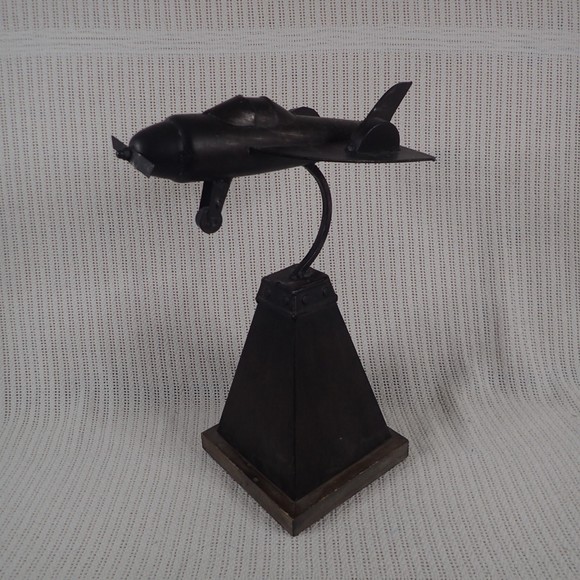 Vintage Folk Art Metal Airplane Model Decorative Sculpture - Picture 1 of 7